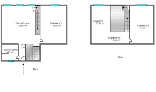 APPARTEMENT T3 A LOUER - CHAZELLES SUR LYON - 70 m2 - 520 &euro; charges comprises par mois
